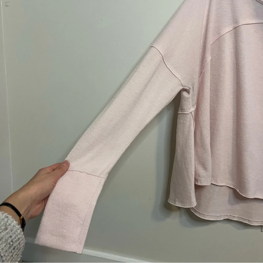 We The Free Soft Pink Cowl Neck Sweater Boho Loungewear Athleisure Indie Lounge